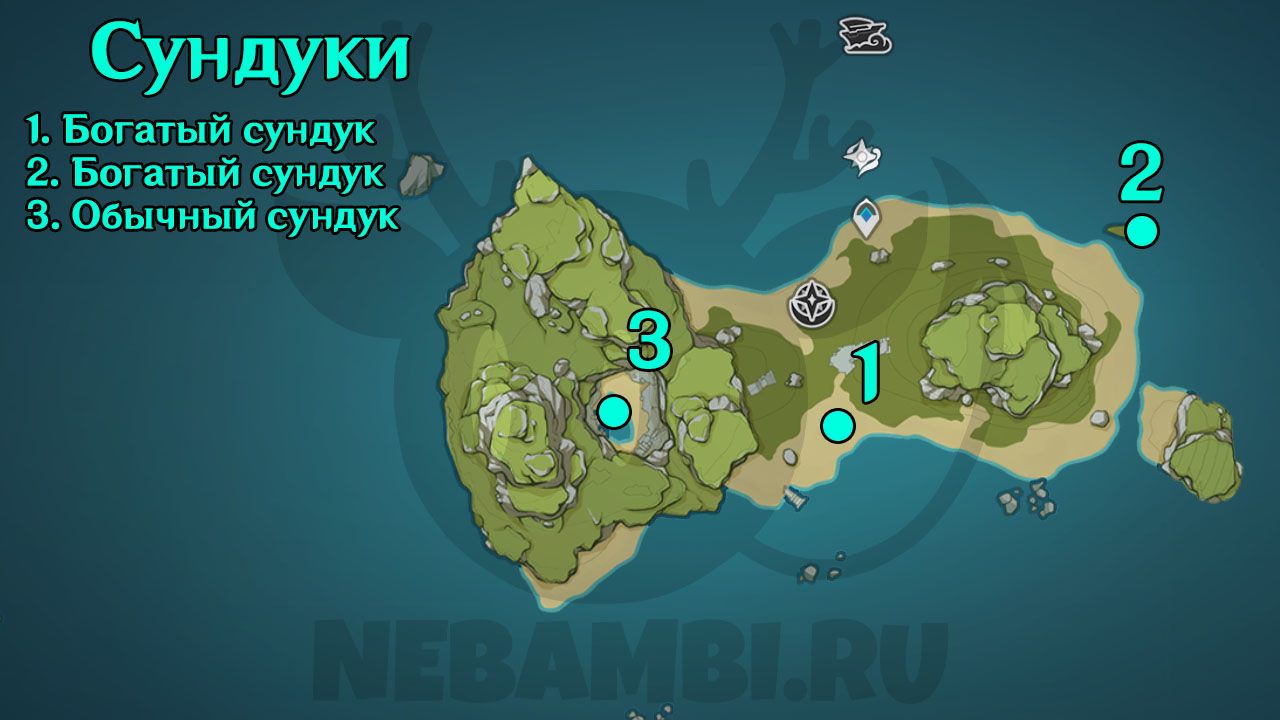 Сундуки в открытом мире на Опасном острове в Genshin Impact 2.8 геншин импакт
