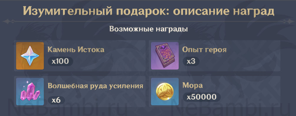 изумительный подарок награды Изумительные изделия геншин импакт Genshin Impact